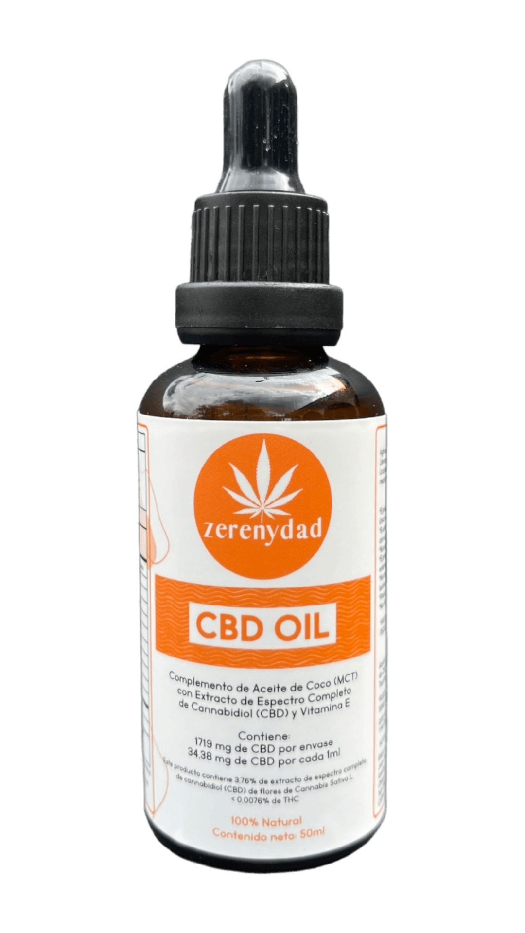 Aceite CBD (Cannabidiol) con Aceite de Coco (MCT) y Vitamina E - 50ml (frasco GRANDE) - zerenydad