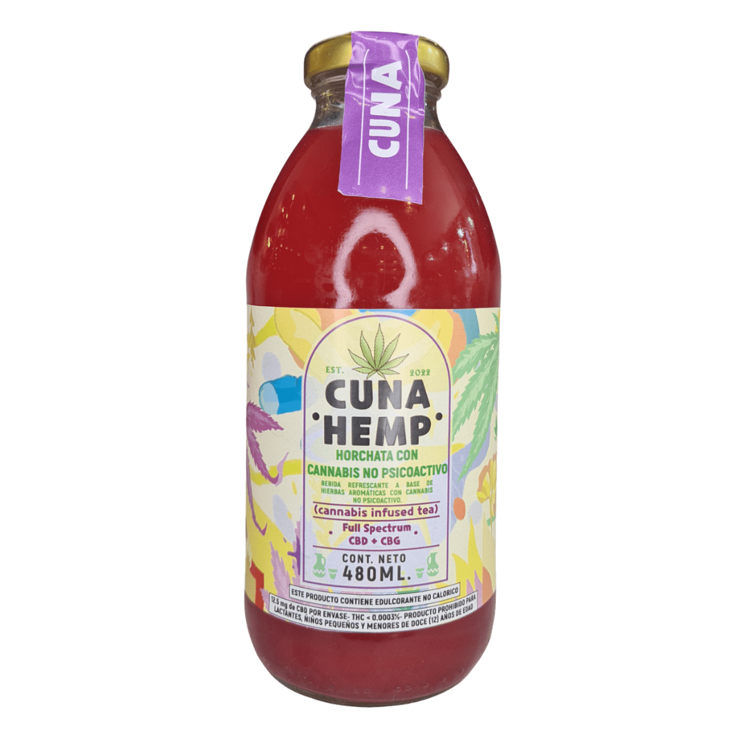 Té frio CUNA HEMP Horchata Jamaica con CBD + CBG (480 ml)