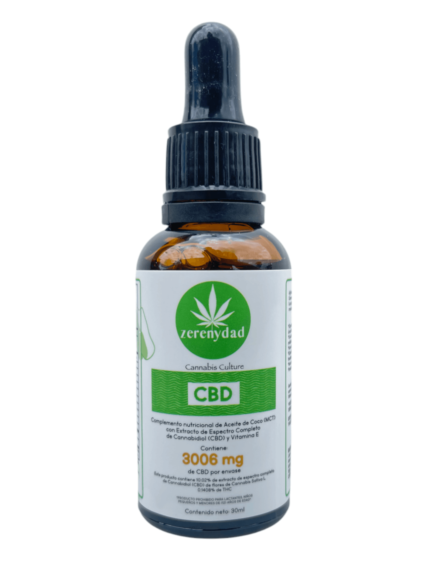 Aceite 3006mg de CBD (Cannabidiol) con Aceite de Coco (MCT) y Vitamina E - 30ml - zerenydad