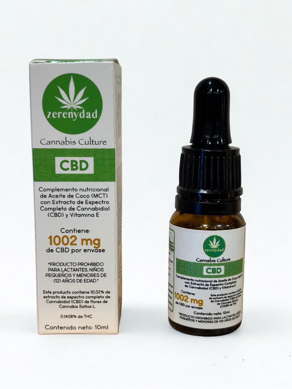 Aceite 1002mg de CBD (Cannabidiol) con Aceite de Coco (MCT) y Vitamina E - 10ml
