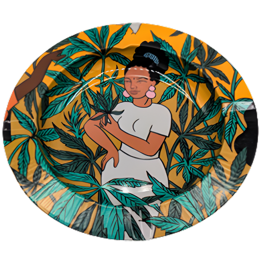 CENICERO METALICO MORENA CON HOJAS