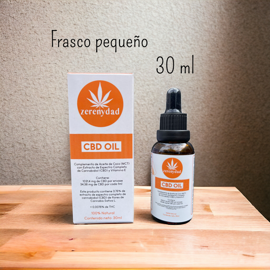 Aceite CBD (Cannabidiol) con Aceite de Coco (MCT) y Vitamina E - 30ml (frasco pequeño)