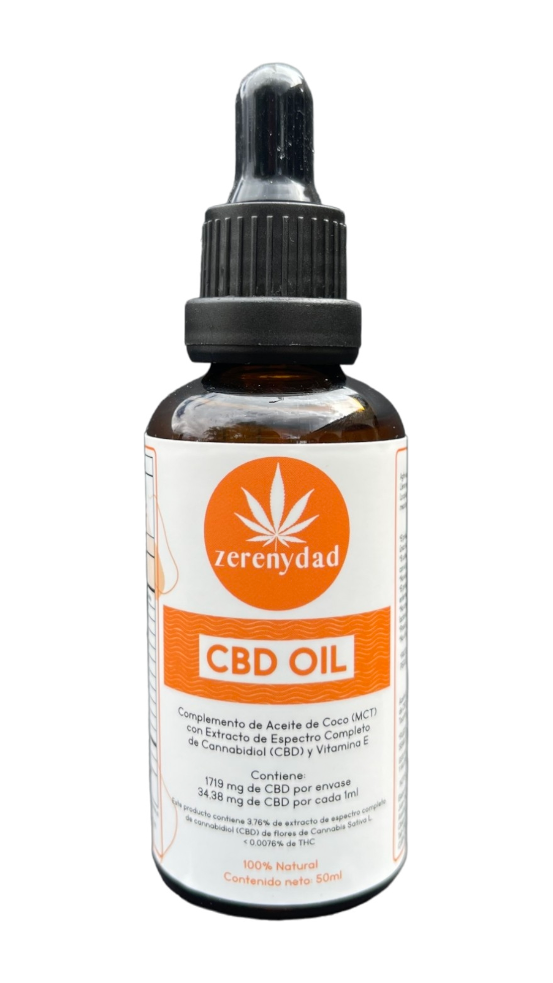 Aceite CBD (Cannabidiol) con Aceite de Coco (MCT) y Vitamina E - 50ml (frasco GRANDE)